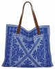 Italská Kabelka Shopper Bag v Módních Vzorech 5887 Kobaltová